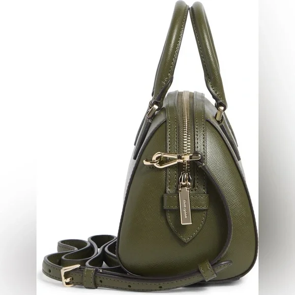 Kate Spade New York Madison Saffiano Leather Small Satchel in a green color - Picture 3 of 5